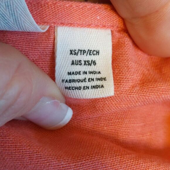 ROXY Sweeter Than This Knotted Crop top, coral pink/orange, linen blend xs - Picture 6 of 10